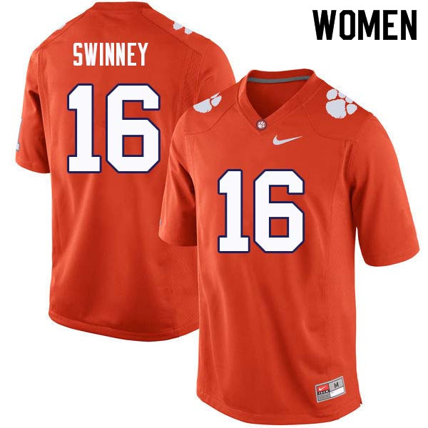 Women #16 Will Swinney Clemson Tigers College Football Jerseys Sale-Orange